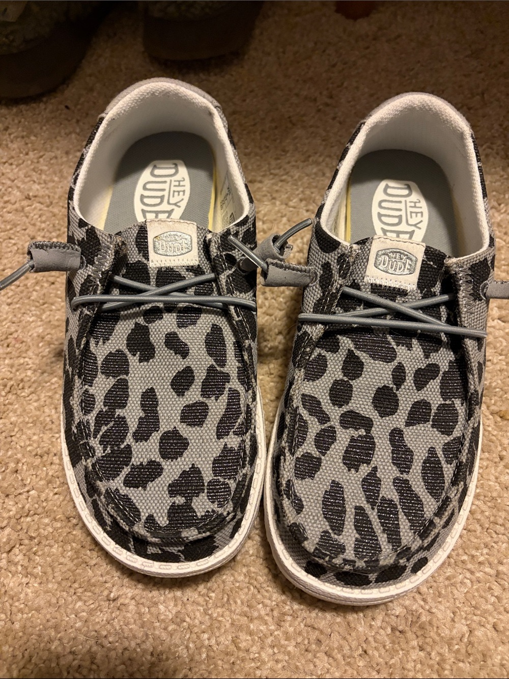 Hey Dude Women’s Grey Leopard Print Slip-Ons
